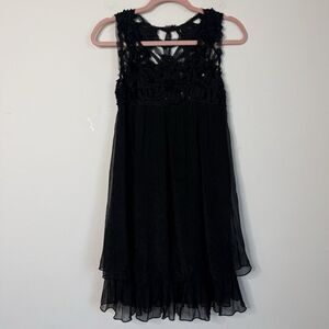 Black Rosette Fairy Grunge Coquette Babydoll Layered Mini Dress Whimsigoth